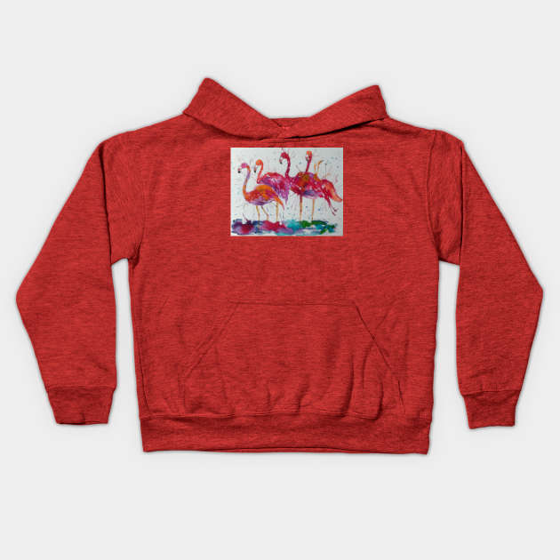 Pink Flamingos Kids Hoodie by Casimirasquirkyart